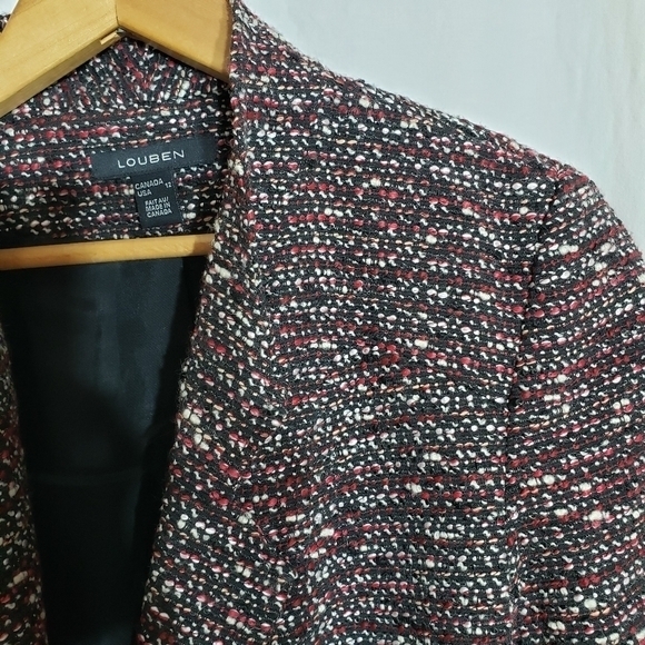 LOUBEN Boucle Tweed Wool Blend Cropped Blazer w Zippers SZ 12 - Picture 4 of 11